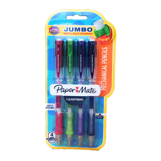 Paper Mate 1902636 Jumbo Eraser Mechanical Pencils 4 Piece, 0.7Mm