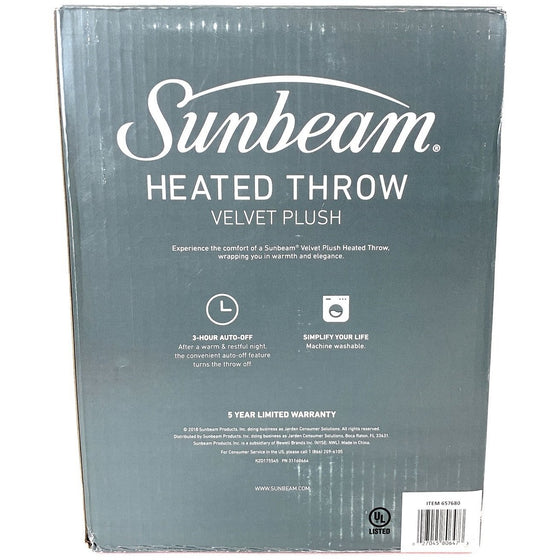 Sunbeam 657680 Heated Throw Velvet Brown, Walnut Brown