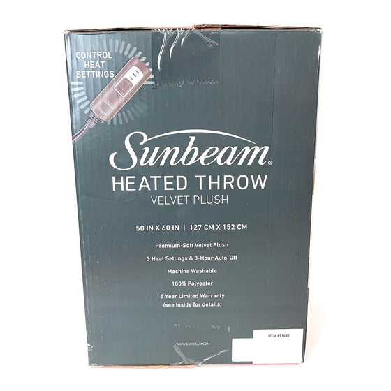 Sunbeam 657680 Heated Throw Velvet Brown, Walnut Brown