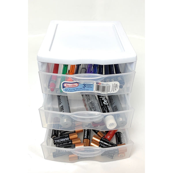 Clear 3 Drawer Storage Box, Small 8.5 X 7.25 X 6.875 2073 Clear