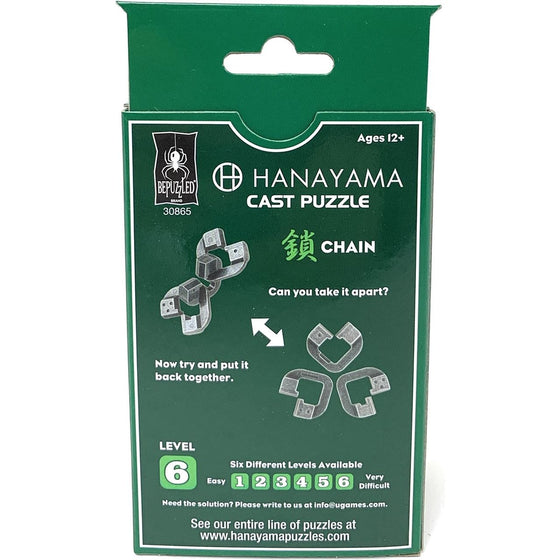 Bepuzzled 30865 Hanayama Cast Puzzle Chain Level 6 Difficulty, Multi-Colored