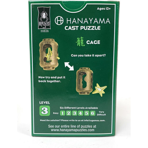 Bepuzzled 30836 Hanayama Cast Puzzle Cage Level 3 Difficulty, Multi-Colored