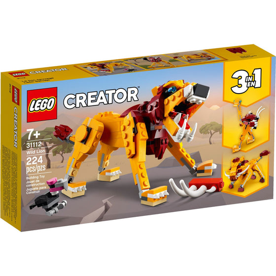 LEGO® 31112 Creator 3In1 Wild Lion 3In1 Toy Building Kit Featuring Animal Toys For Kids, New 2021 224 Pieces, Multi-Colored