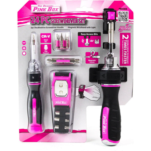 The Original Pink Box PB2SDD 24 Pc Screw Driver Set