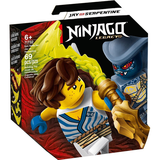 LEGO® 71732 Ninjago Epic Battle Set Jay Vs. Serpentine Building Kit; Ninja Playset Featuring Spinning Battle Toy, New 2021 69 Pieces, Multi-Colored