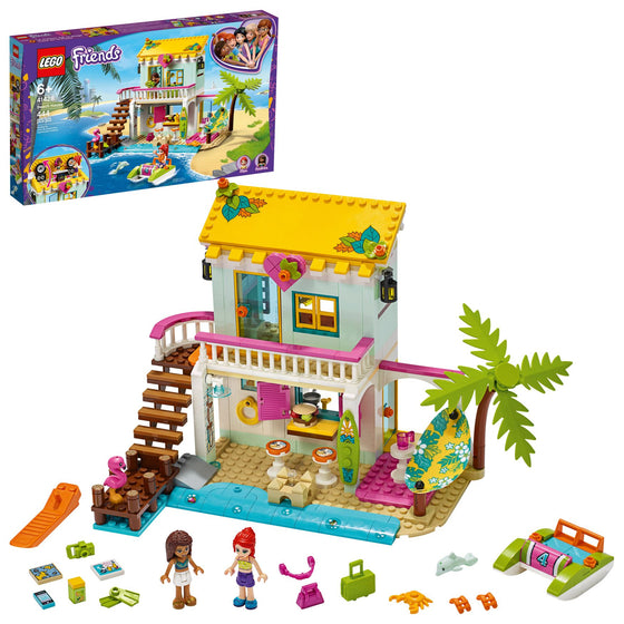 LEGO® 41428 Friends Beach House Building Kit; Sparks Hours Of Summer Adventure Play, New 2020 444 Pieces, Multi-Colored