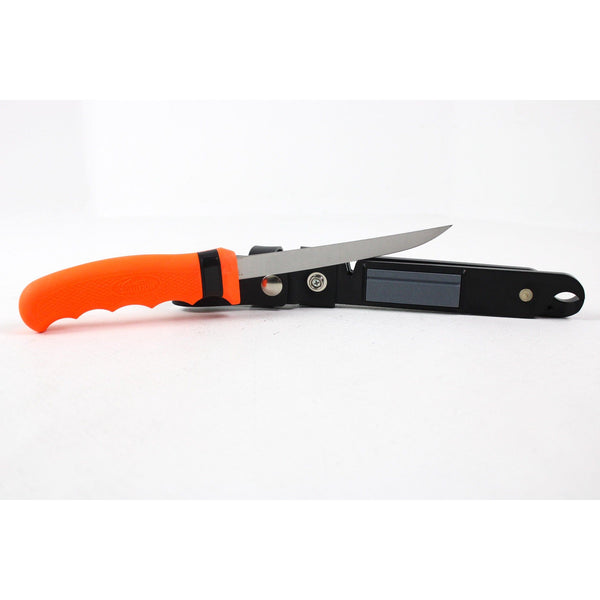 Cutco Model 5721 - Fisherman's Solution Filet Knife with 6 - 9 adjustable  Straight Edge blade and 5.4 handle. Pivoting sheath doubles as a gripper,  built-in notched line cutter and sharpening stone