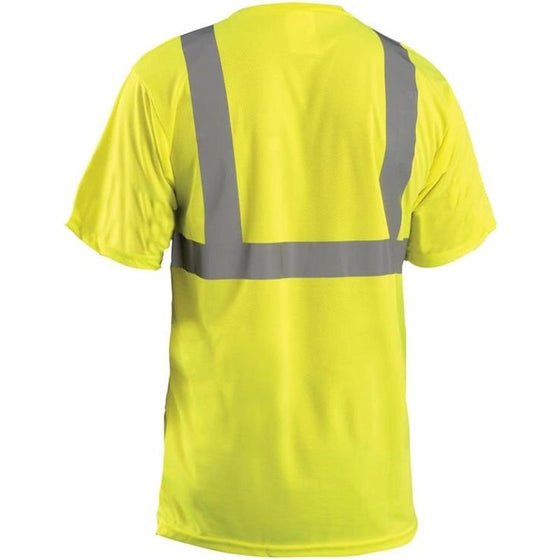 Occunomix LUX-SSETP2B-Y3X T-Shirt, Classic Wicking Birdseye, Class 2, Orange, 3X, Yellow (High Visibility)
