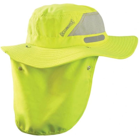 Occunomix TD500-HVY-L Wicking & Cooling Ranger Hat W/Neck Shade, Hi-Viz Yellow, L