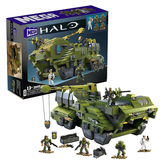 MEGA Halo Infinite Toys Building Set for Kids, Unsc Elephant Sandnest Tank with 2041 Pieces, 5 Poseable Micro Action Figures and Accessories