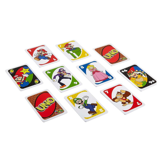 Mattel Games UNO Super Mario Card Game Animated Character Themed Collector Deck 112 Cards with Character Images, for Kids Ages 7 Years Old & Up