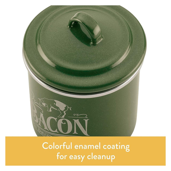 Ayesha Curry Enamel on Steel Bacon Grease Can / Bacon Grease Container - 4 Inch, Green (Copy)