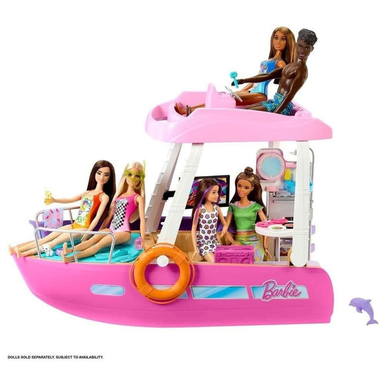 Barbie Boat with Pool and Slide, Dream Boat Playset Includes 20+ Pieces Like Dolphin and Accessories