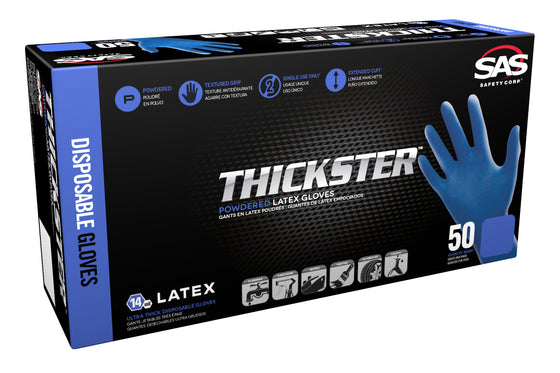 Sas 6603-20 Thickster Powder-Free Exam Grade Latex Gloves - Lrg, Blue
