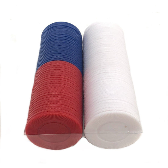 Bicycle 1006252 Casino Style Interlocking Easy Stack Poker Chips 100 Count Single Piece, White/Red/Blue
