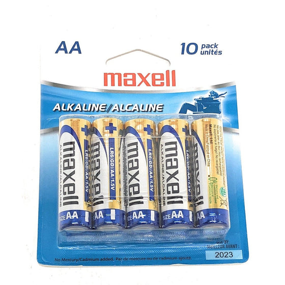 Maxell MXLAA10PK Long Lasting And Reliable Alkaline Battery Aa 10 Count, 10 Pack