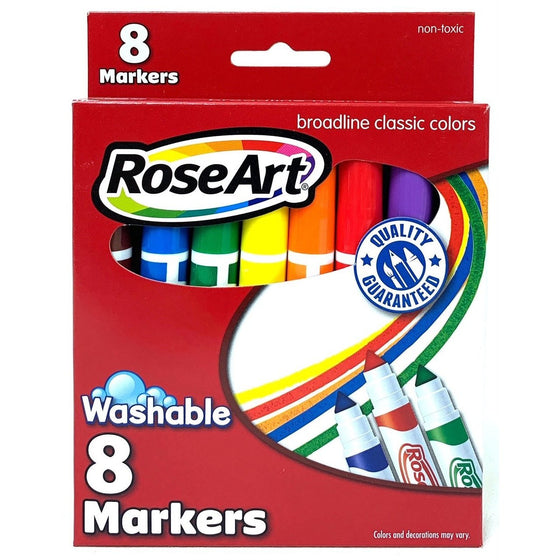Rose Art DDT57-00 Roseart 8Ct Broadline Classic Washable Markers, Assorted