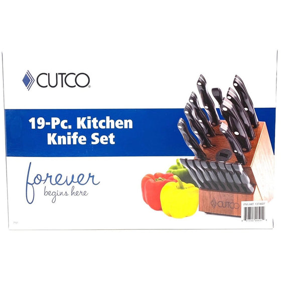 Cutco 7151 19 Pc Kitchen Knife Set Cherry Wood Stand, Classic Dark Brown