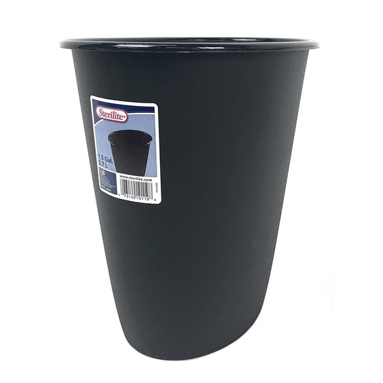 Sterilite 1011 1.5 Gallon Wastebasket, 12-Pack, Black
