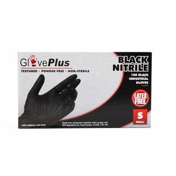 Gloveplus GPNB42100 Industrial Nitrilegloves, 5 Mil, Size Small, Latex Free, Powder Free, Textured, Disposable,, Black