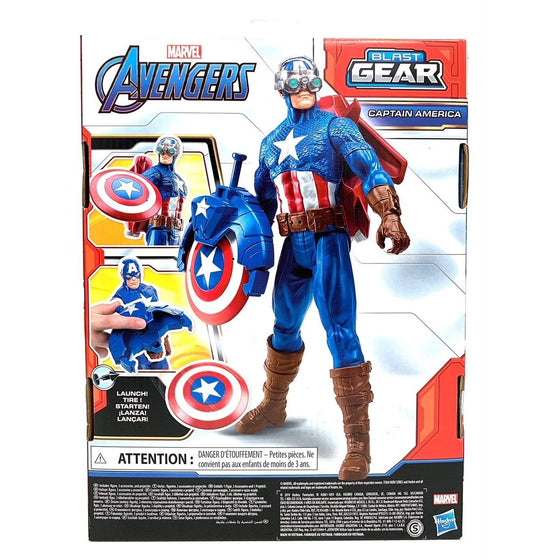 Avengers E73745L00 Marvel Blast Gear Titan Hero Series Captain America, Multi-Colored
