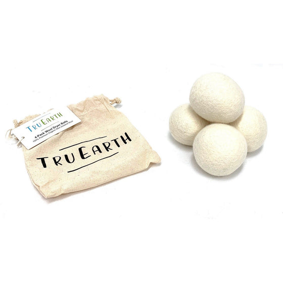 Tru Earth TE-049 4-Piece Wool Dryer Balls, White