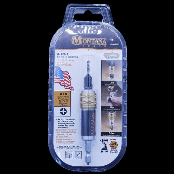 Montana Brand, MB-64860, 4-IN-1, DRILL & DRIVER, #10-1/8" Pilot