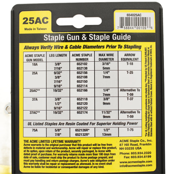 Acme Staple, 654025AC, Staple Gun with Bottom-Load Magazine Crown, 1/4"