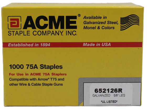 ACME 652126R Resin Coated Staple Leg Length (1,000/Box), 5/8"