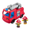 Mattel Fisher-Price HRC95 Little People Musical Fire Truck Push-Along Toy with 2 Figures for Toddler Pretend Play