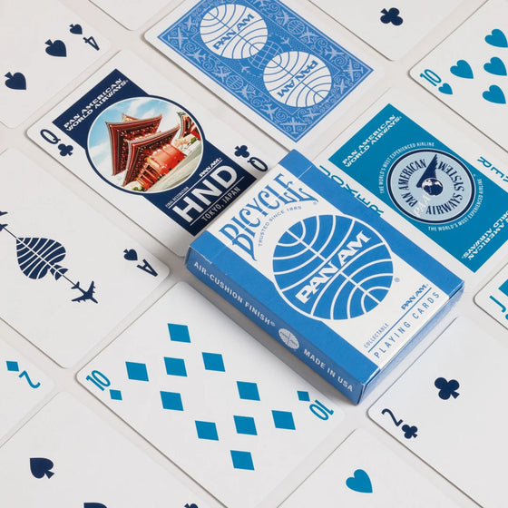Bicycle, 10041640 , Pan‑Am 2‑Pack Playing Cards, Light Blue & Navy, Travel Tin