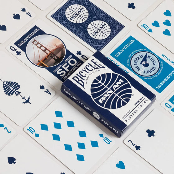 Bicycle, 10041640 , Pan‑Am 2‑Pack Playing Cards, Light Blue & Navy, Travel Tin