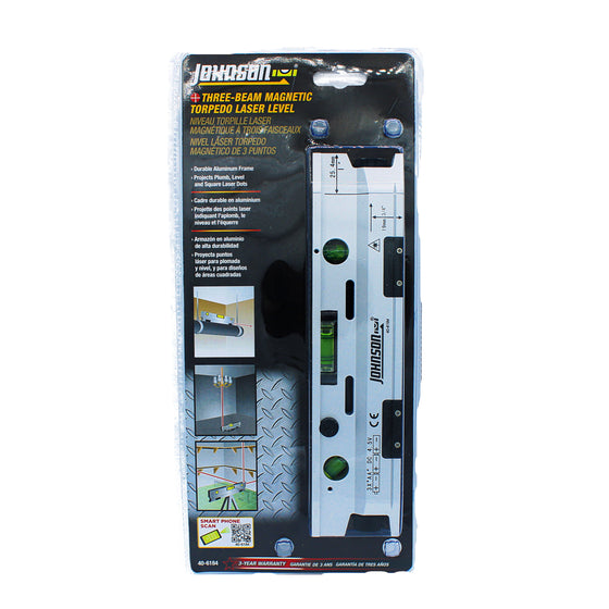 Johnson, 40-6184, Magnetic Torpedo Laser Level, black