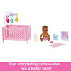 Barbie Skipper Babysitters Inc. Crib Playset with Skipper Doll, Baby Doll with Sleepy Eyes, Crib, Mobile & Accessories | Kids Pretend Play Toy