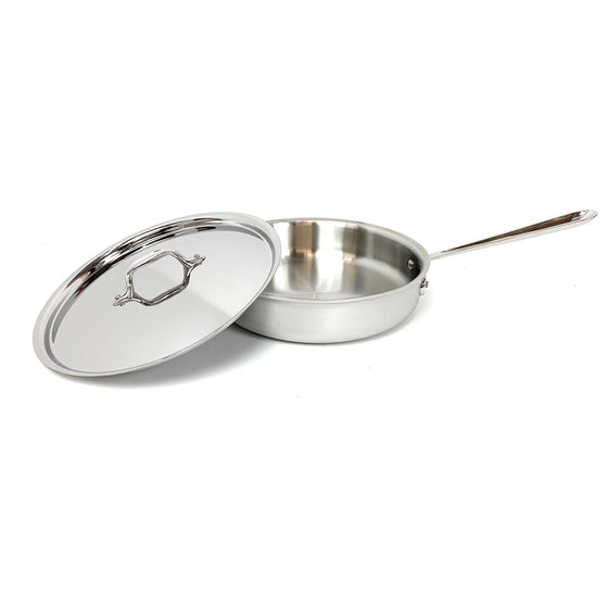 All-Clad 8700800417 Metalcrafters 3 Qt Stainless Steel Saute Pan With Lid, Silver