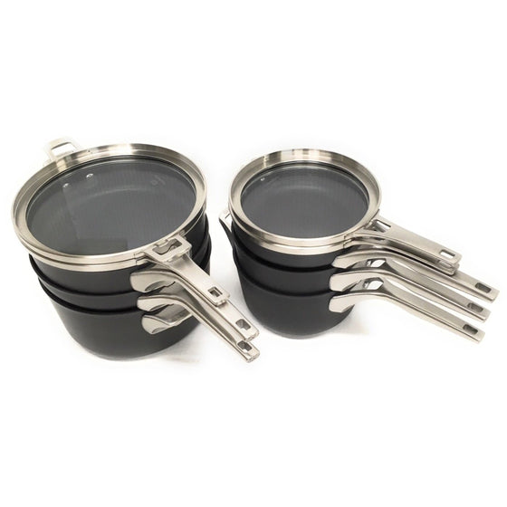 Calphalon 16853071111 Premier Space Saving Nonstick Hard-Anodized 10 Piece Cookware, Black