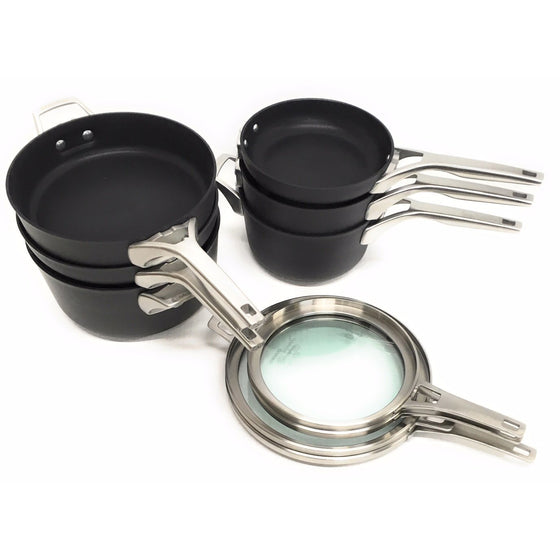 Calphalon 16853071111 Premier Space Saving Nonstick Hard-Anodized 10 Piece Cookware, Black