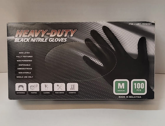 Generic  Heavy Duty Black Nitrile Gloves 100 Pcs