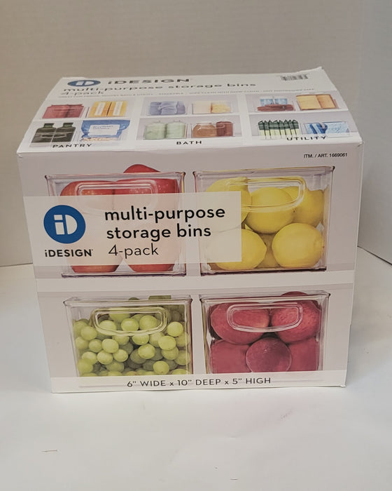 iDesign Linus Plastic Fridge/Pantry Kitchen Organizer Bins, Set of 4