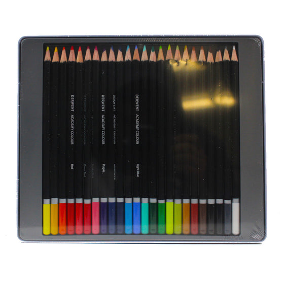 Derwent 2301938 Academy Colored Pencils, 3.3Mm Core, Metal Tin, 24 Count, Multicolor