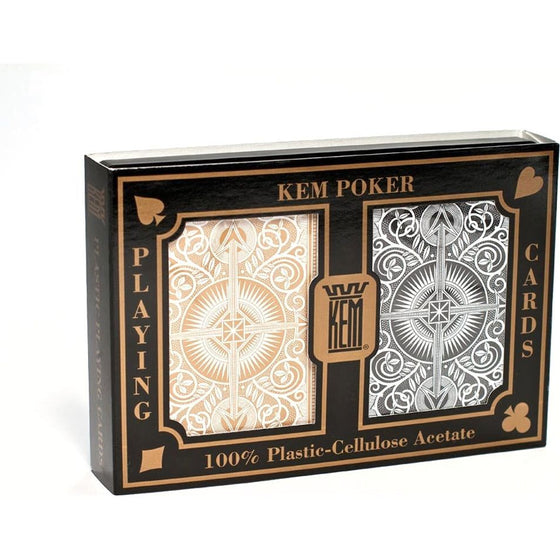 Kem Playing Cards 1017400 Black And Gold Wide Jumbo, Arrow Black/Gold