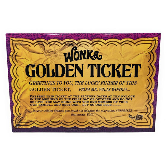 Aquarius 30179 Willy Wonka Golden Ticket Novelty Sign, Multi-Colored