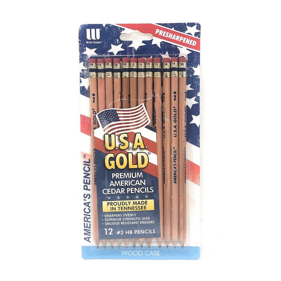 Mattel DFB65 U.S.A Gold Premium American Cedar Pencils 12 Piece, Natural