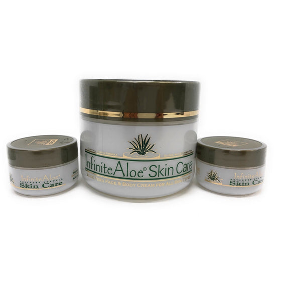 Infinitealoe 873594 Infinite Aloe Skin Care Cream 8 Oz Original With 2 Bonus Travel 0.5 Oz Jars