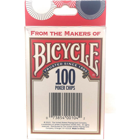 Bicycle 1006252 Casino Style Interlocking Easy Stack Poker Chips 100 Count Single Piece
