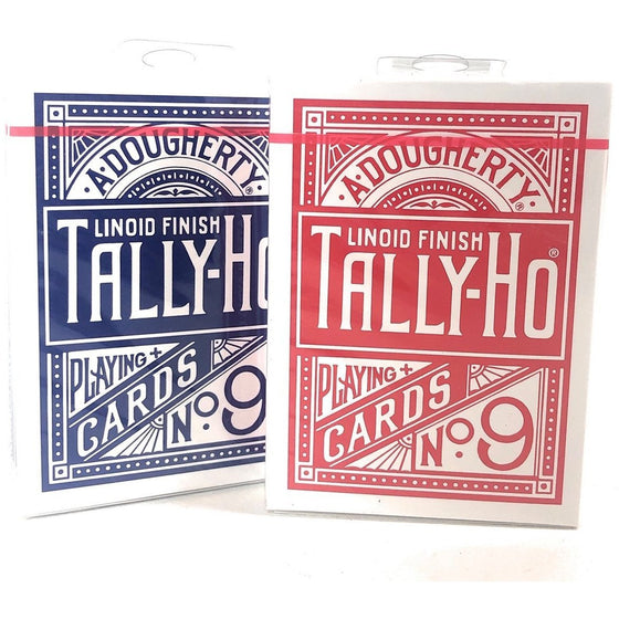 Us Playing Cards 1006704 Tally-Ho Playing Cards No.9 Original Fan Back Design, 2-Piece 1-Red And 1-Blue, 2-Pack