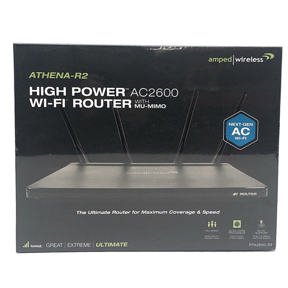 Amped AMPRTA2600R2 Athena-R2 High Power Wi-Fi Router Ac2600 With Mu-Mimo