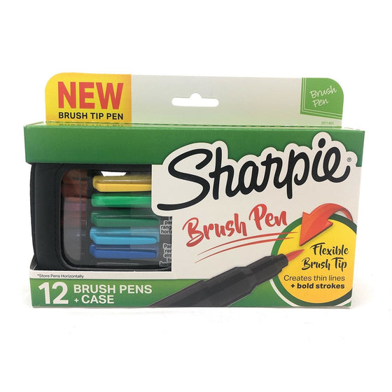 Sharpie 2011401 12 Flexible Brush Tip, Assorted Colors
