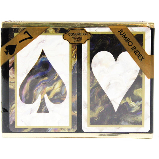Congress 1004896 Black Marble Jumbo Index Playing Cards  Piece Of 2, Assorted