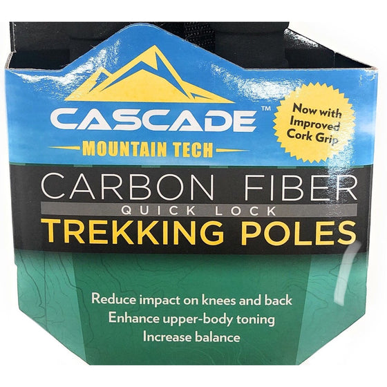 Cascade Mountain Tech 811851 Carbon Fiber Trekking Poles, Matte Black No Bag